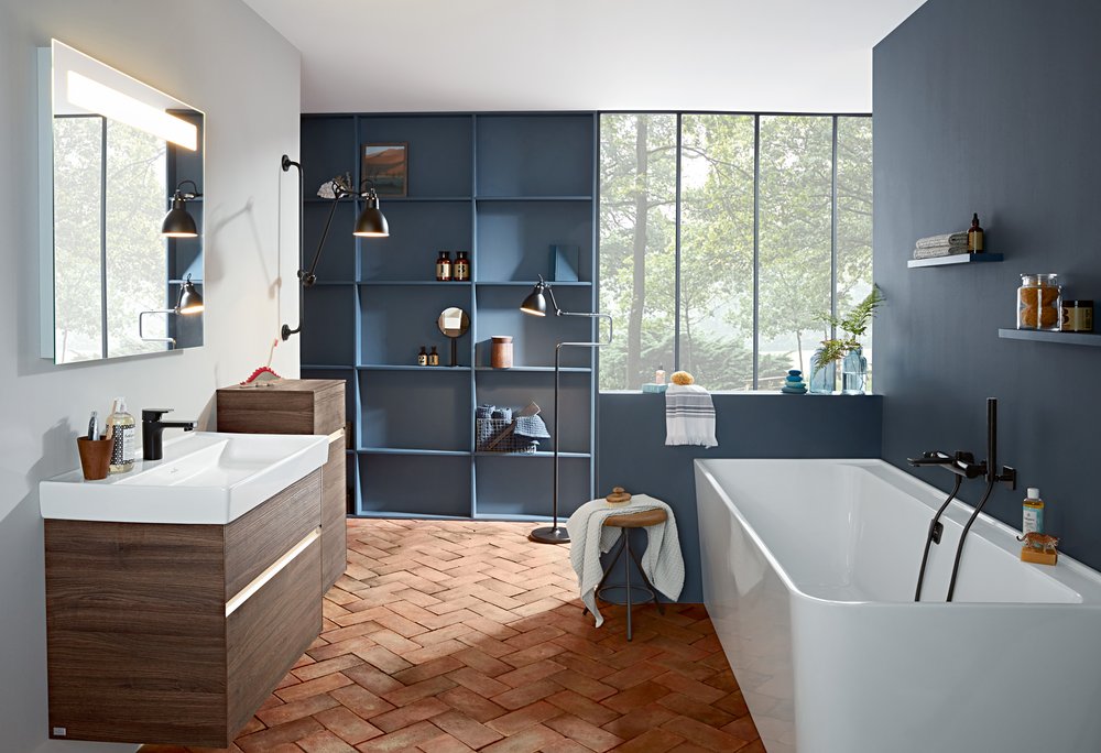 Villeroy & Boch Collaro hoekinbouw links ligbad 180x80cm wit met zwarte afvoerplug