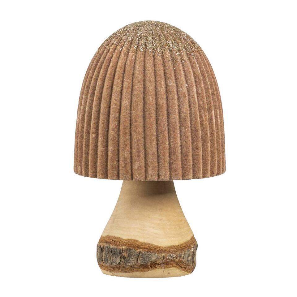 Decoratie Paddenstoel - Beige - Hout - 17,5xØ10 cm