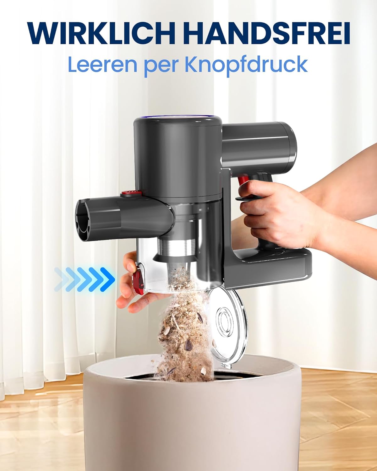 DP2 Akku Staubsauger Mit Dual-Akku, 45KPa/60Min/500W, LED-Display, Teleskopstange, Standfähig, GreenEye Licht, Staubsauger Kabellos Ideal Für Tierhaare/Teppiche/Hartböden