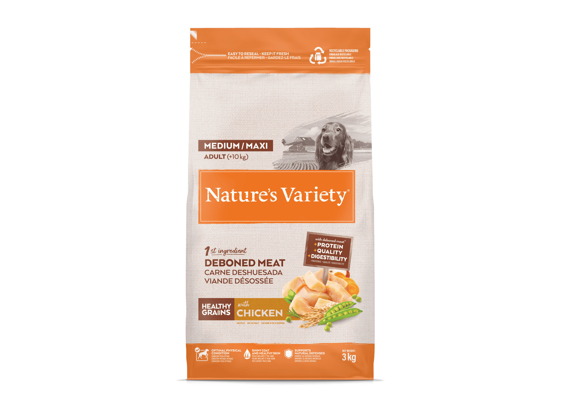 RAÇÃO CÃO NATURE'S VARIETY MÉDIO ADULTO FRANGO 3KG