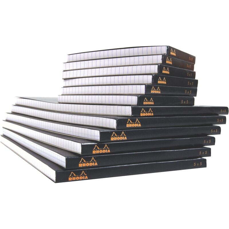 Bloc de bureau Rhodia 21 x 29,7 cm agrafé noir n°18 - 5 x 5 - 80 feuilles