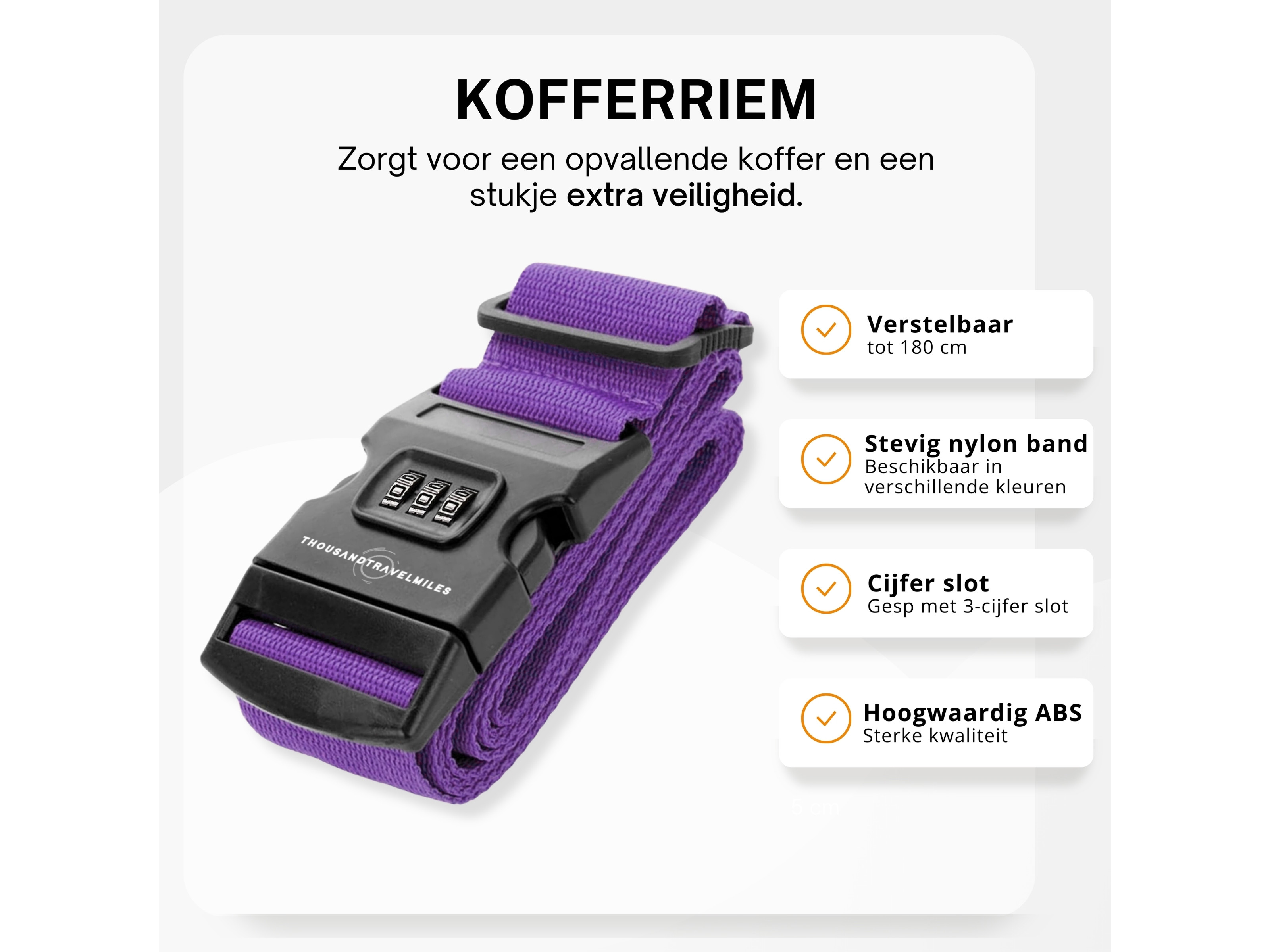 Thousandtravelmiles 2 kofferriemen met 2 bagagelabels - Purple