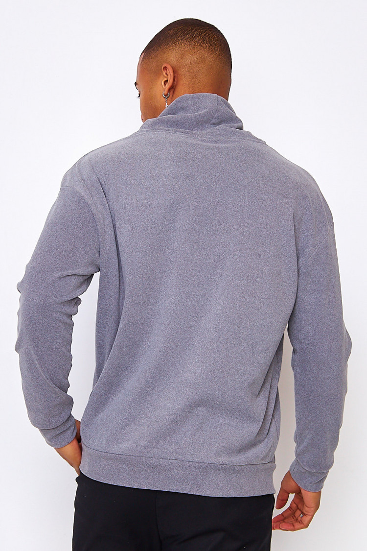 Pull en velours gris col ajustable
