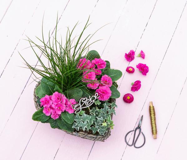 Korb-Herz Rosea, ca. H35/B30 cm
