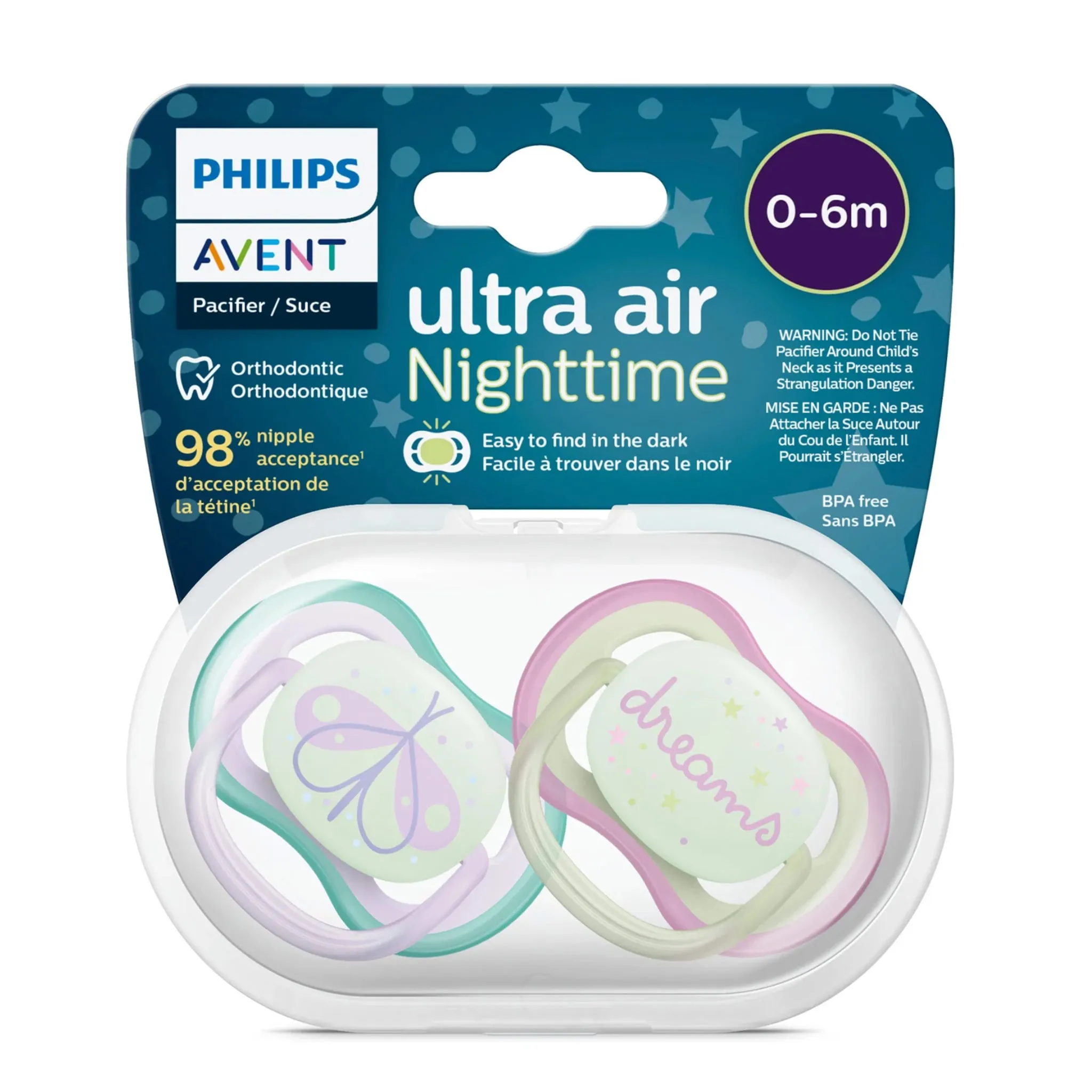 Philips Avent Suce Ultra Air Nighttime 0-6 mois Libellule Lilas  Rêves (2)