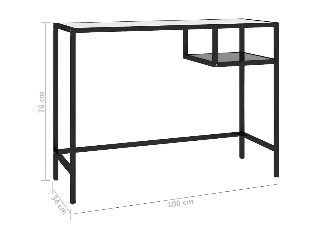 Bureau d'ordinateur Noir 100x36x74 cm Verre