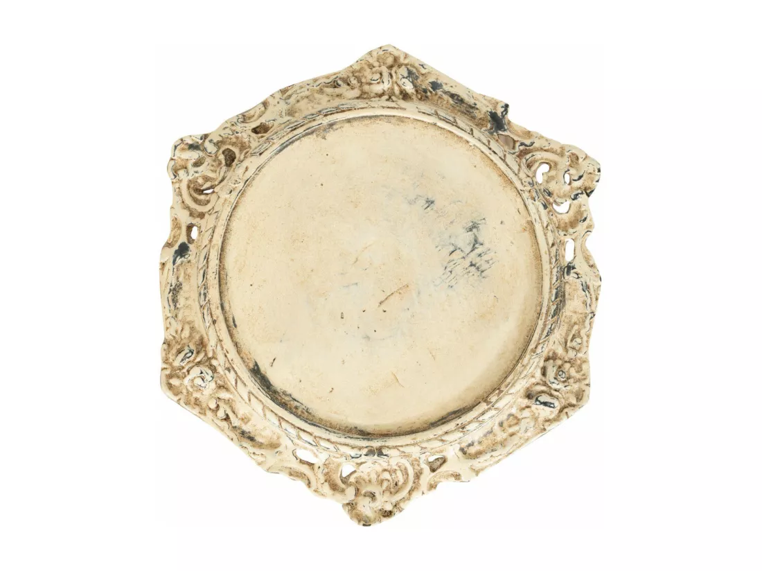 BISCOTTINI Support de Pot de Fleurs - Fonte avec Finition Argent Antique - Porte-Plante - Pot d'Intérieur et d'Extérieur - Jardinière - Jardin - Salon - Salle à Manger - Présentoir - Décoratif - 35x35x54cm