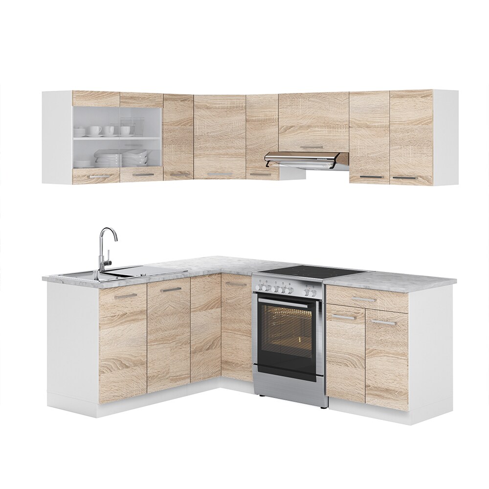 VICCO KÜCHENZEILE L 210CM KÜCHENBLOCK WINKEL ECK EINBAU SONOMA EICHE R-LINE