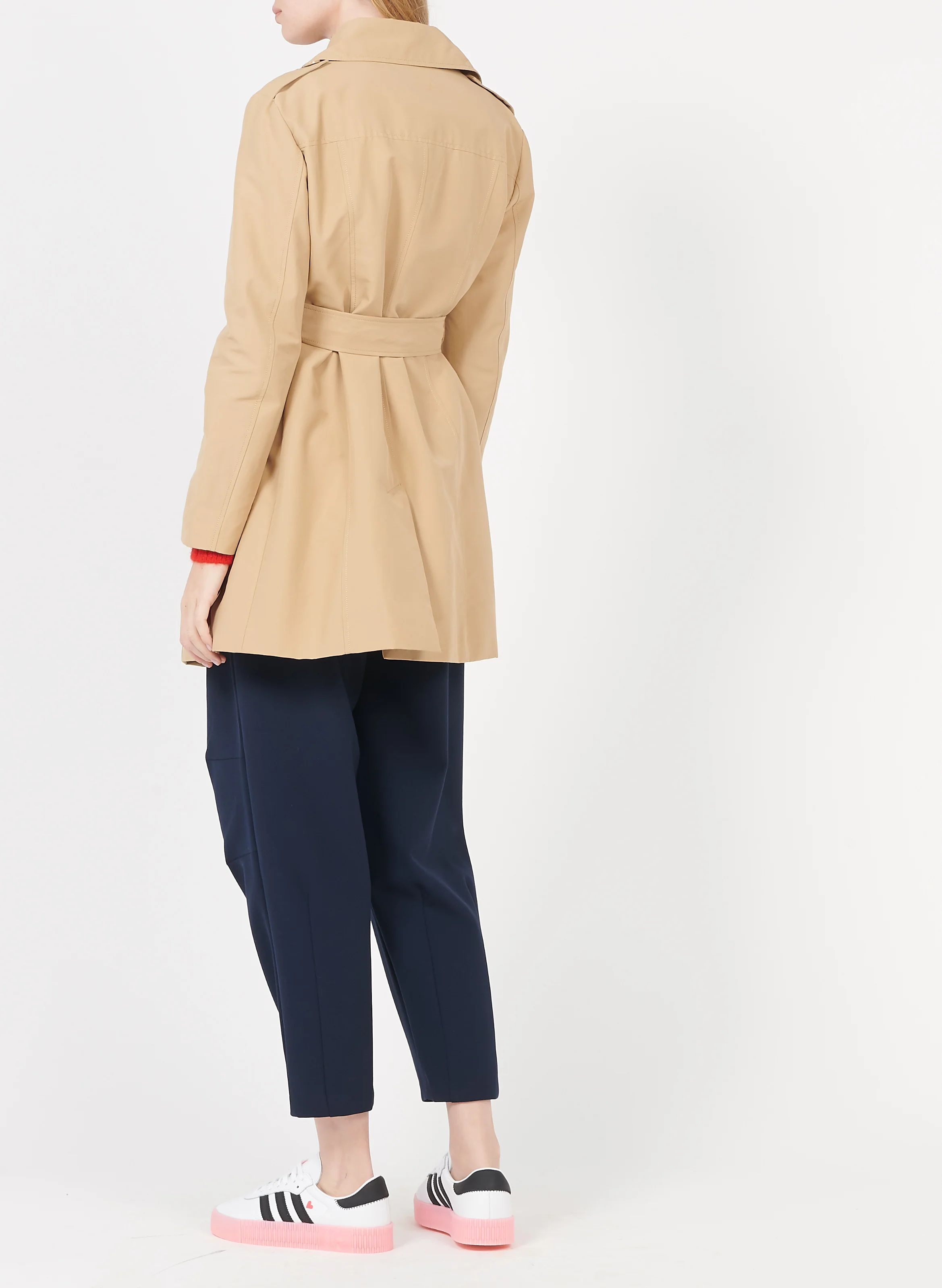 DAIANA - Trench col classique à ceinturer en coton mélangé | Marron