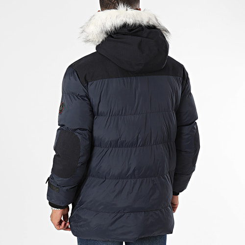 Doudoune Capuche Fourrure Dalibor Bleu Marine