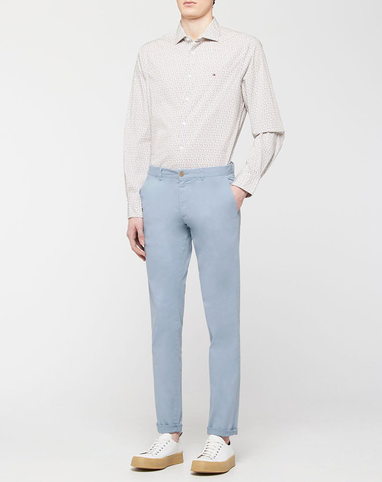 Tommy Hilfiger Pantalon chino ajusté Bleecker Flex Satin bleu ciel