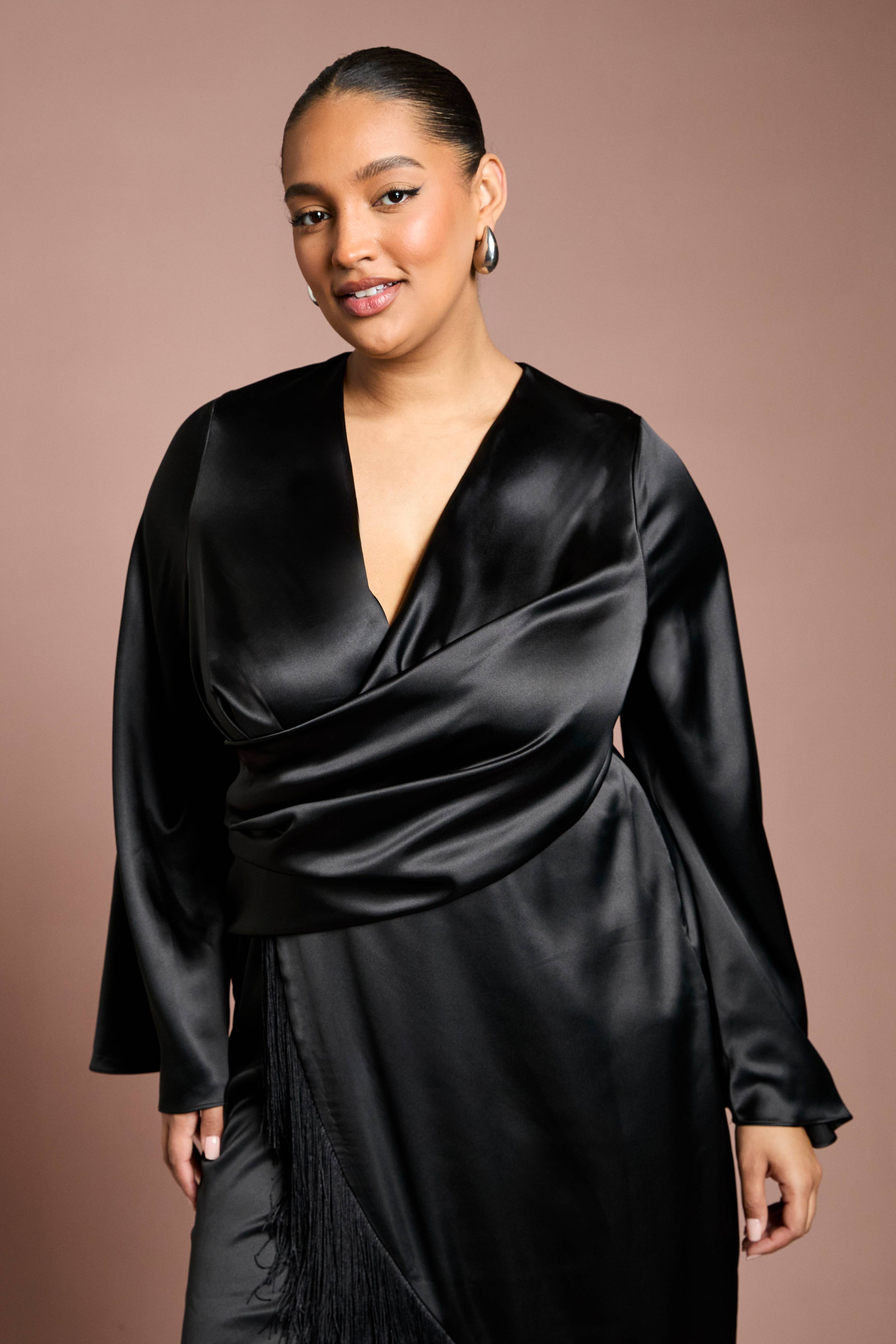 Coast Robe Portefeuille Satinée Grande Taille Avec Détail Franges