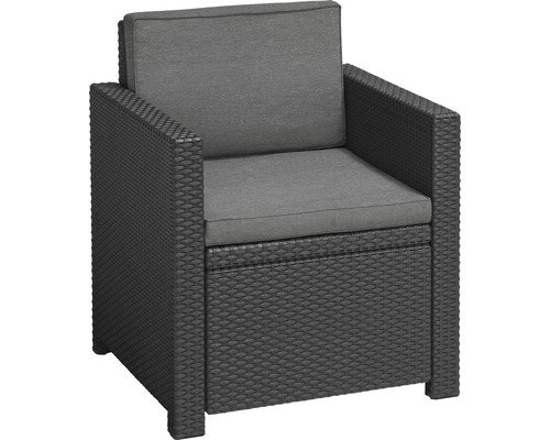 Keter Victoria loungeset, polyrattan look, 4-zits, 4-delig, grijs, inclusief kussens
