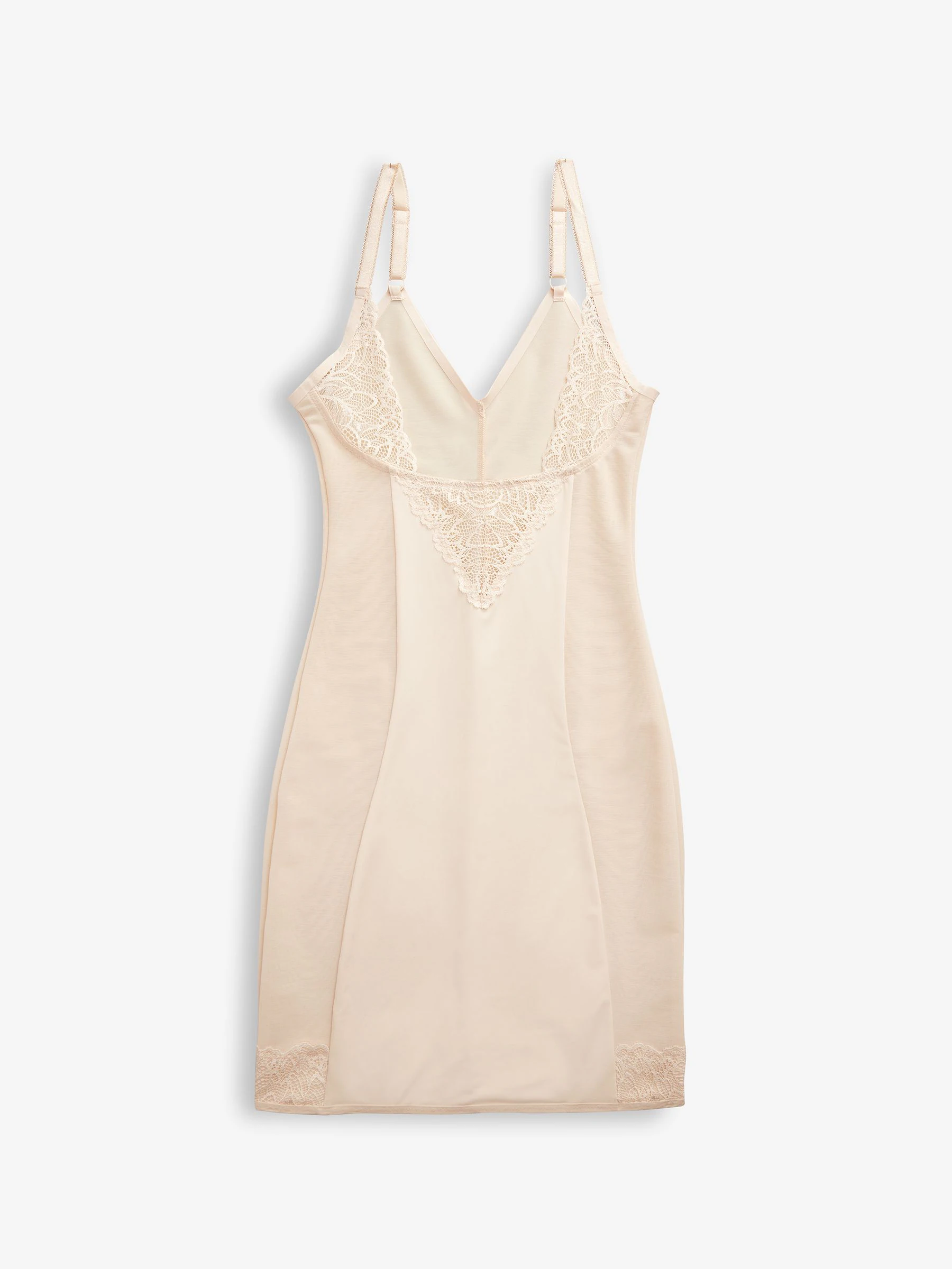 Pastelroze nude - Wear Your Own - Beha-slipdress van kant met krachtige buikcorrectie