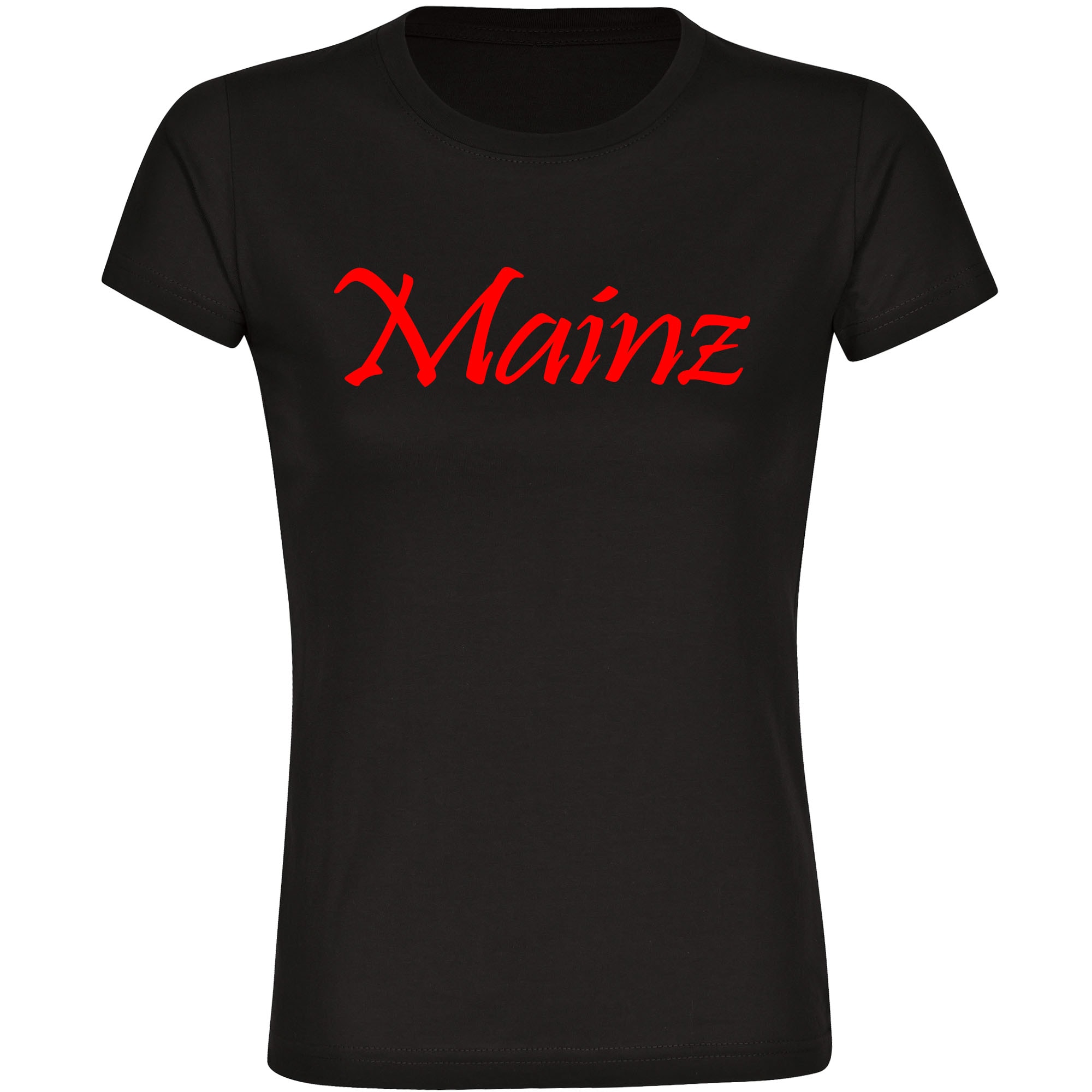 multifanshop® Damen T-Shirt - Mainz - Schriftzug - Druck rot