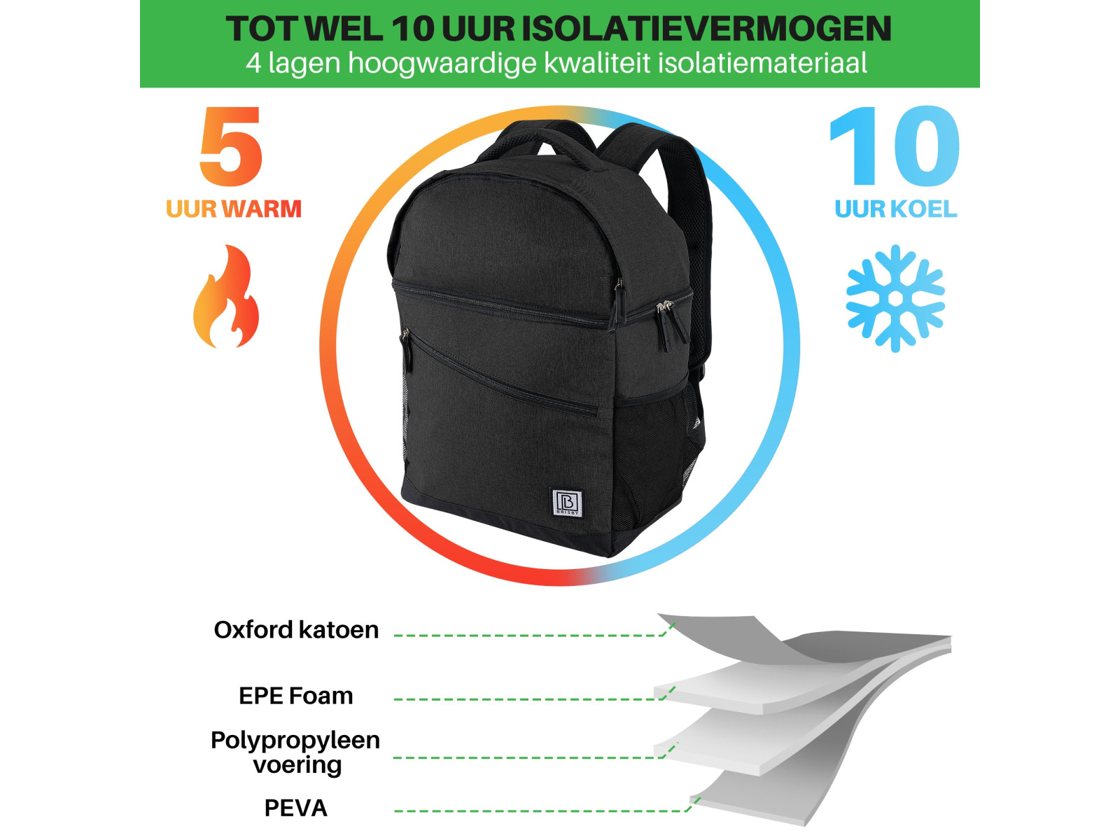 Brisby 25 liter koeltas rugzak - Black
