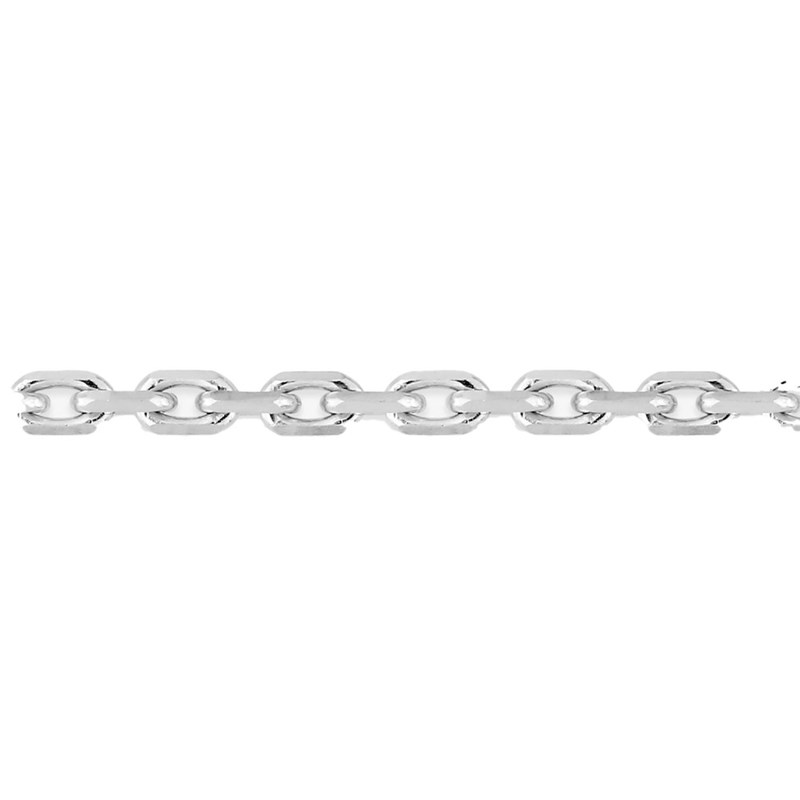 Chaîne mixte - Maille Forçat diamanté - Or blanc 18 Carats - Largeur 2.45 mm