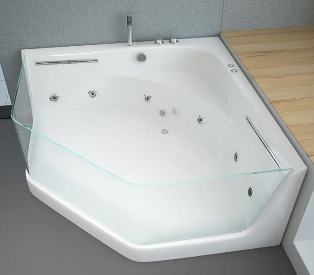 Home Deluxe - Whirlpoolbad - PACIFICO wit met lichttherapie en massage - Afmetingen 150 x 150 x 55 cm | Hoekbad, binnenbad, 2 personen