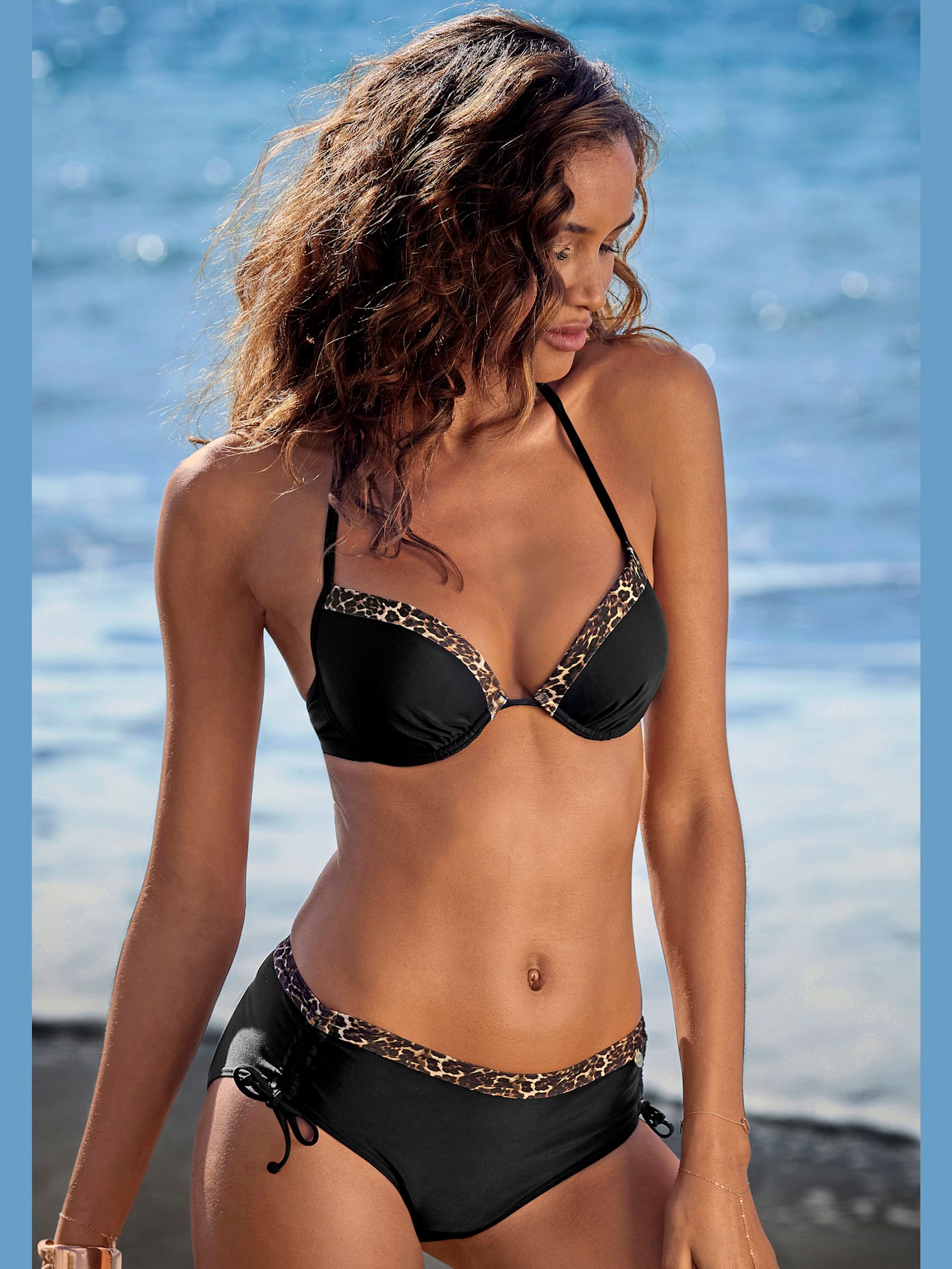 Haut de bikini push-up empiècements léopard tendance