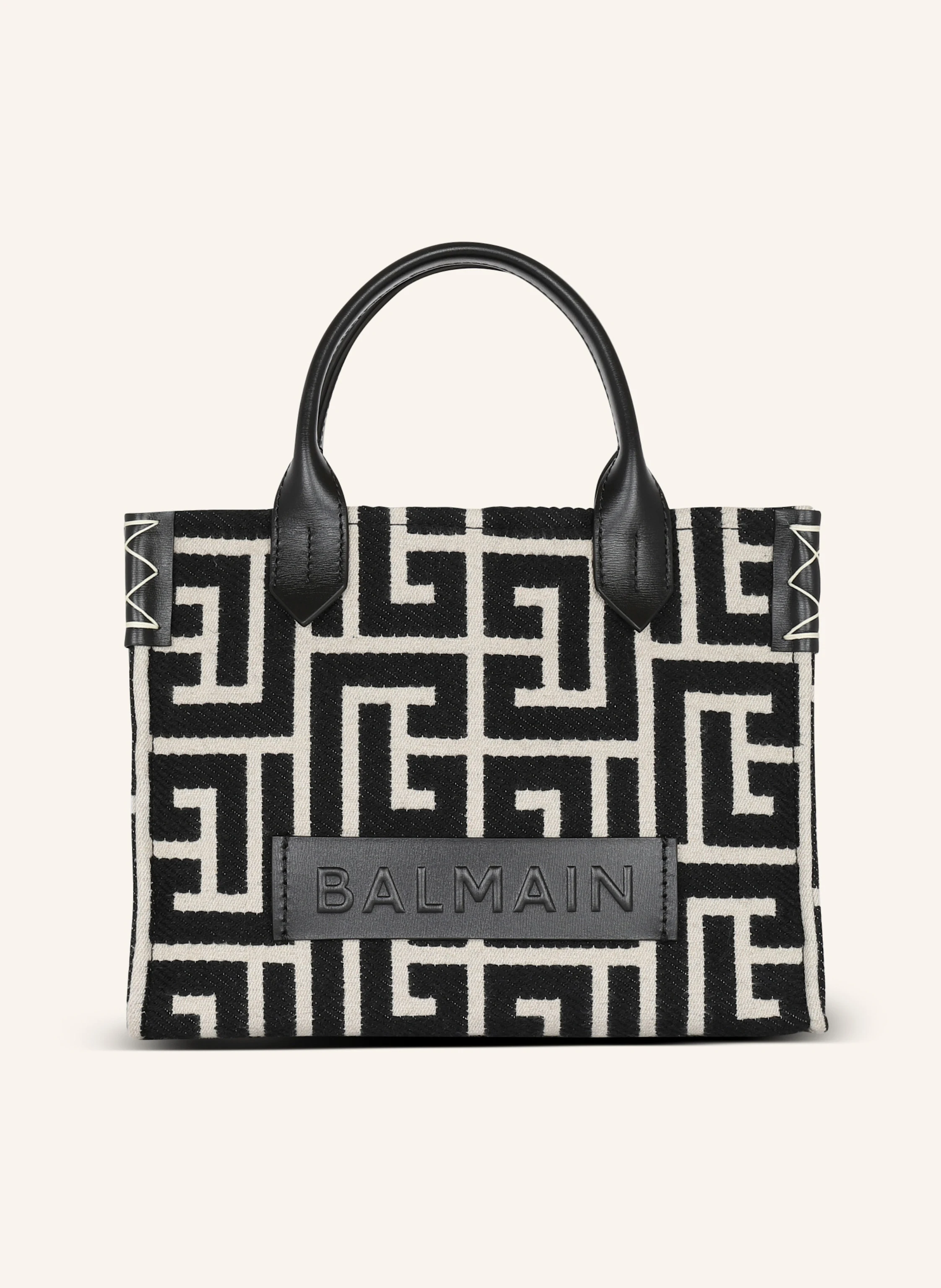 BALMAIN Shopper B-Army aus Monogramm-Jacquard und Leder