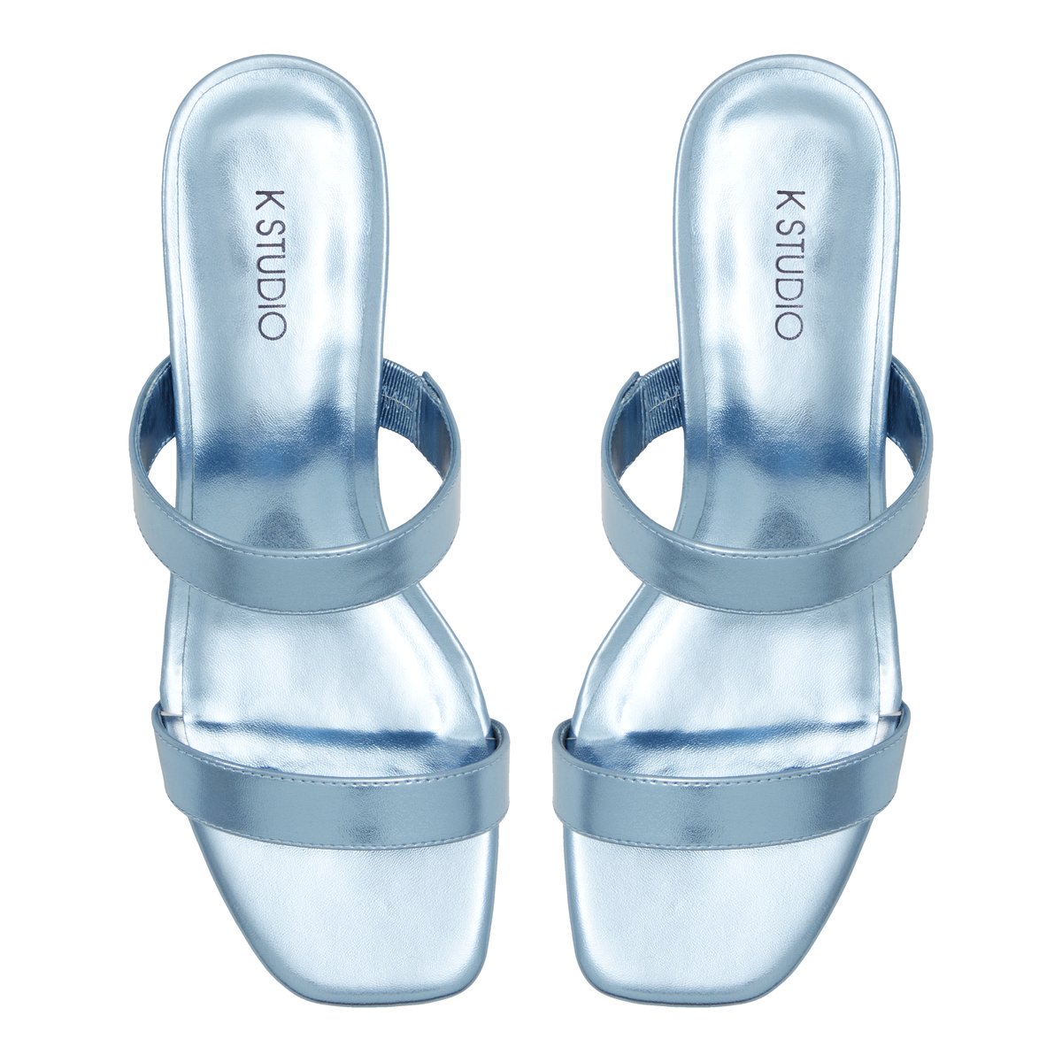 K STUDIO-Withe-Mules Sandales - Talon bloc - Bleu