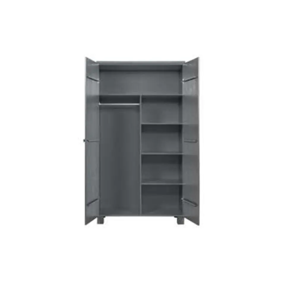 WOOOD Dennis Kast - Grenen Geborsteld - Staal Grijs - 111x202x55