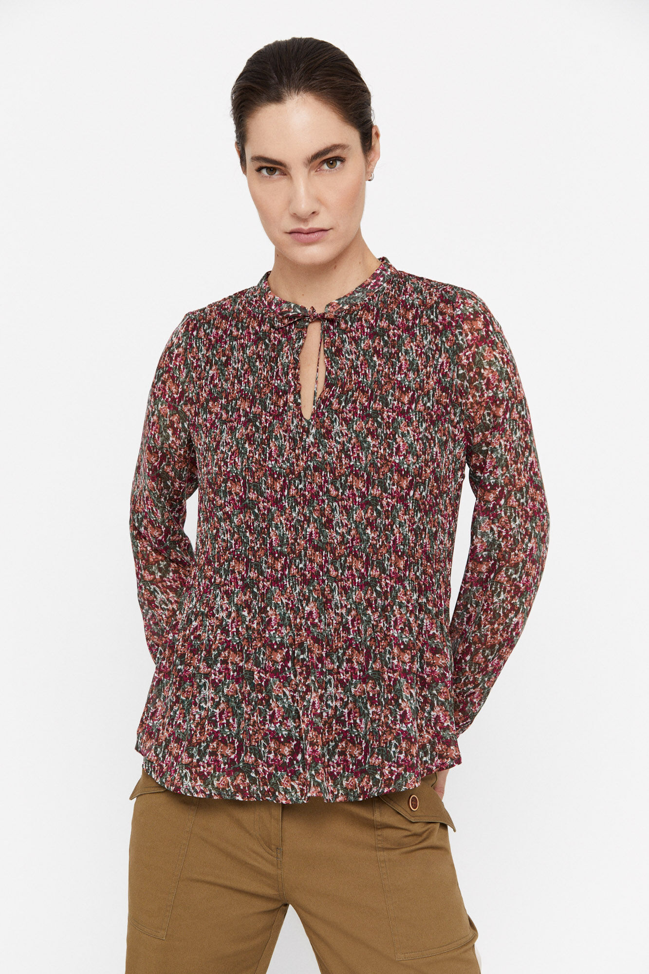 Blusa plissada - Multicolorida