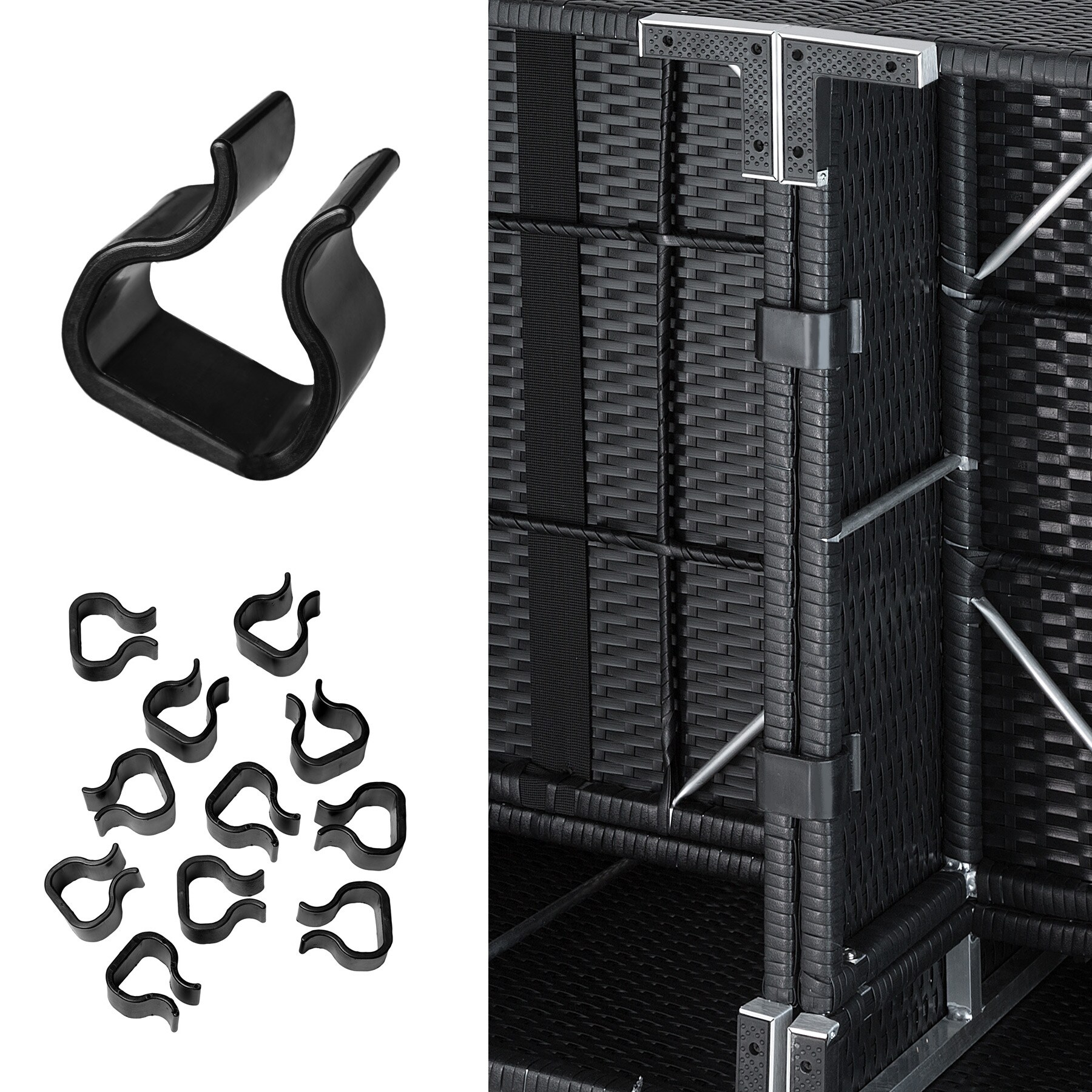 tectake® Rattan Lounge, mit Aluminiumgestell, wetterfest und UV-beständig, mit Sicherheitsglasplatte