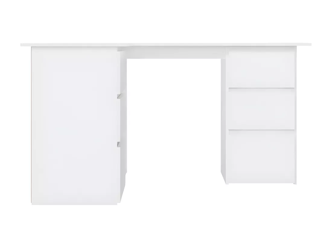Bureau d'angle Blanc 145x100x76 cm Bois d'ingénierie