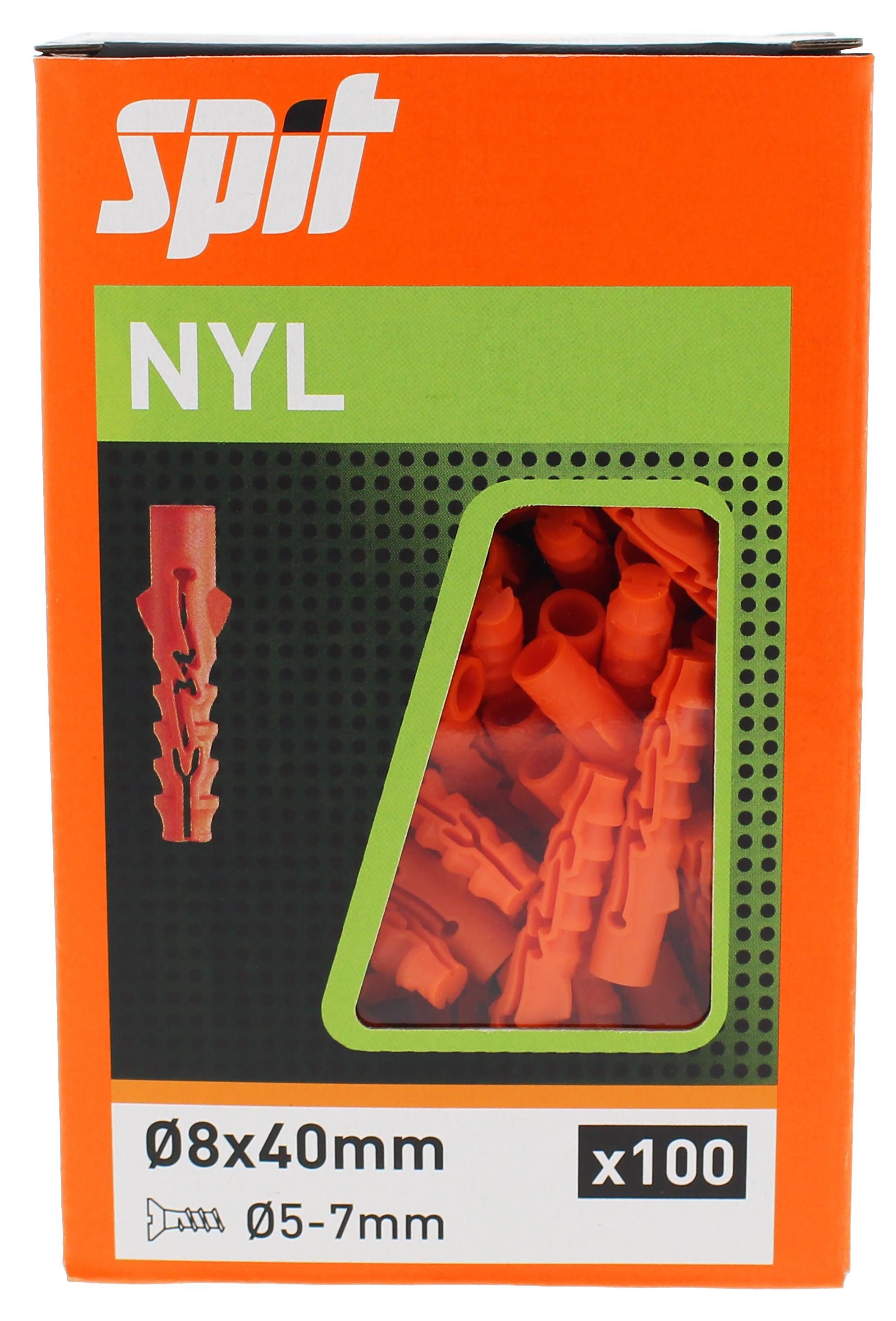 Spit Nylon Plug d.8x40 zonder kraag - 057020