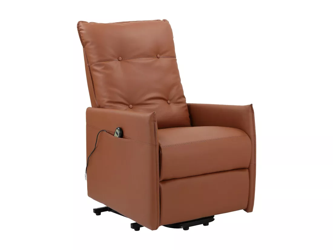 Marko | Fauteuil inclinable électrique et relevable en PU cognac