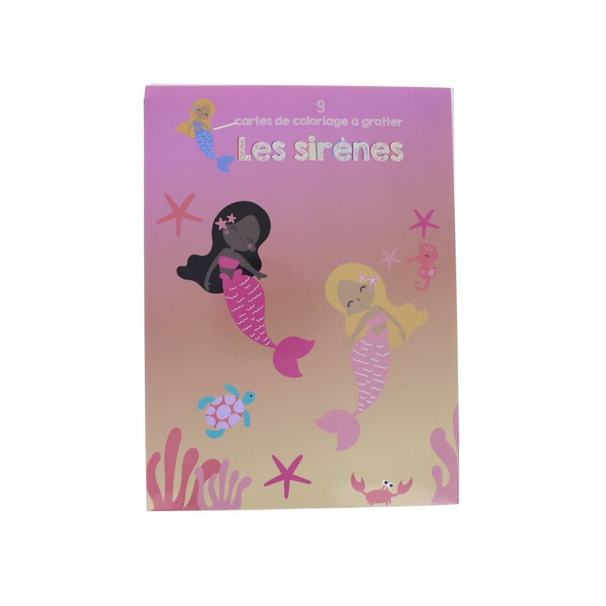 Lot de 9 cartes de coloriage à gratter sirènes Mercredi et Patati