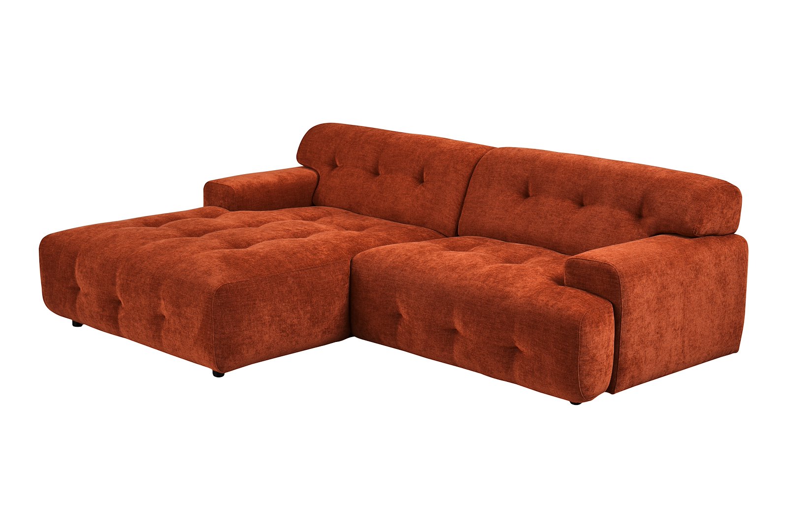 Bob sofa 1,5-seter med sjeselong venstre. Tekstil City 54 Bronze med sorte ben