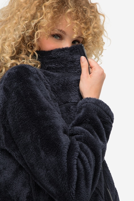 Wende-Jacke, Fleece- und Teddy-Seite, Stehkragen, Langarm