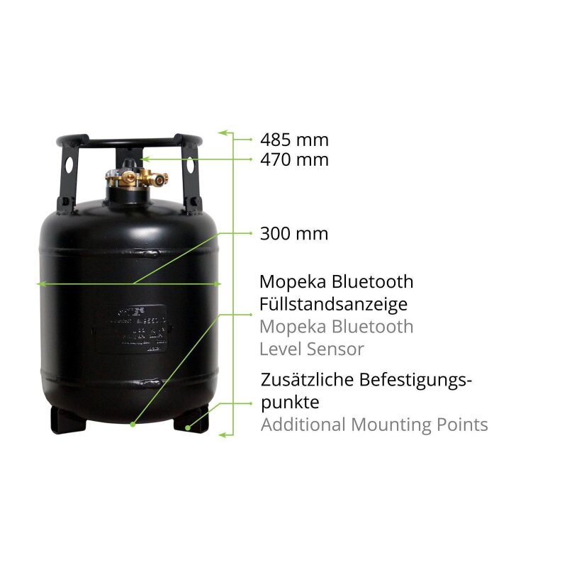 CAMPKO Gastankflasche 22 Liter mit 80% Multiventil
