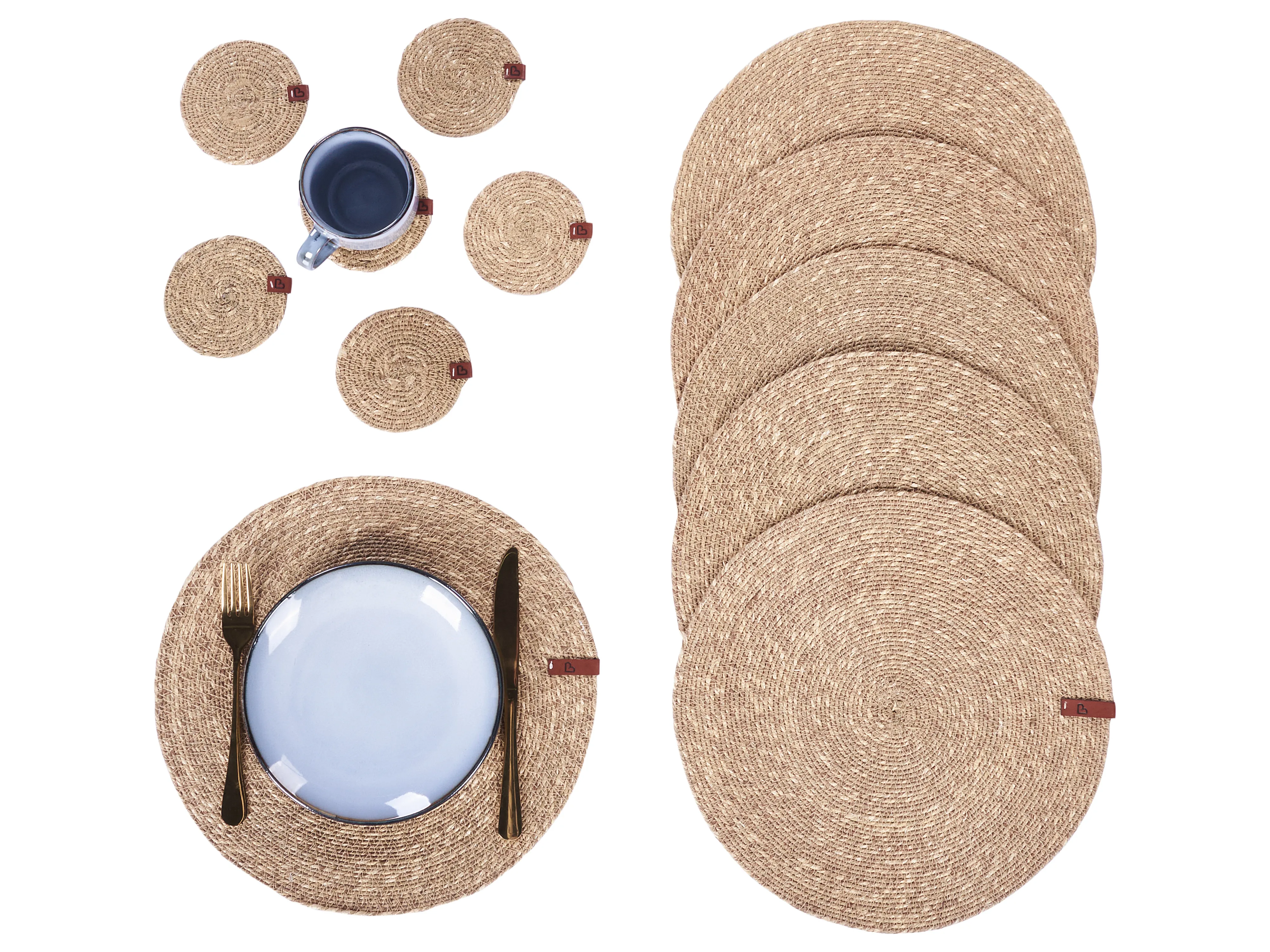 Placemats en onderzetters set KUNZEA Natuurlijk Zeegras