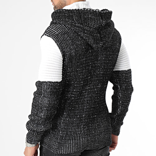 Pull A Capuche Noir Blanc