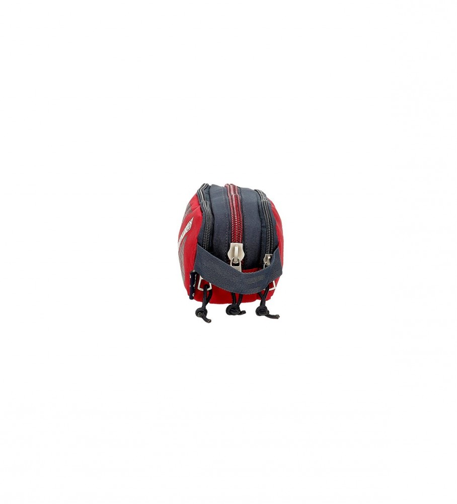 Estojo para lápis Pepe Jeans Clark com três zíperes, vermelho