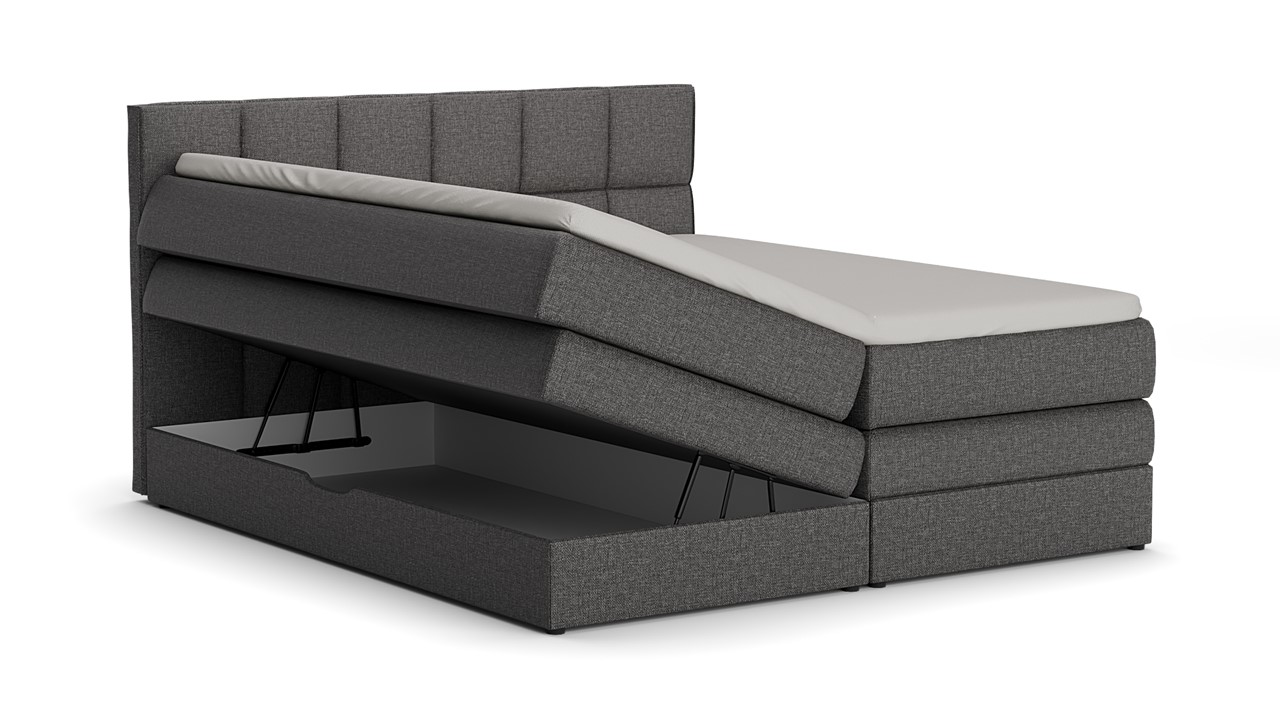 Opbergboxspring Jade - Linen touch dark grey