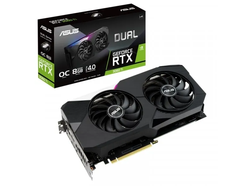 [OUTLET] - ASUS DUAL-RTX3060TI-O8G-V2 - OC Edition - grafikkort - GF RTX 3060 Ti - 8 GB GDDR6 - PCIe 4.0 - 2 x HDMI, 3 x DisplayPort - LHR