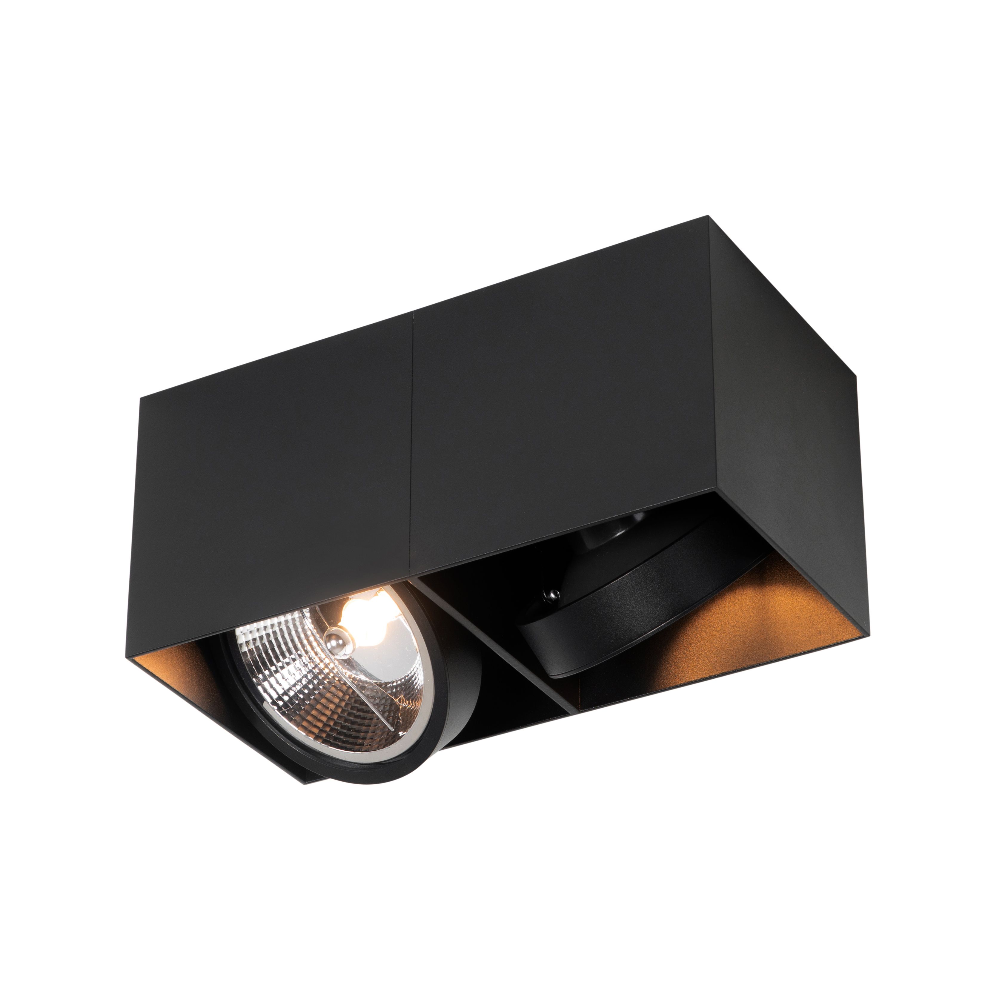 Design spot zwart rechthoekig AR111 2-lichts - Box