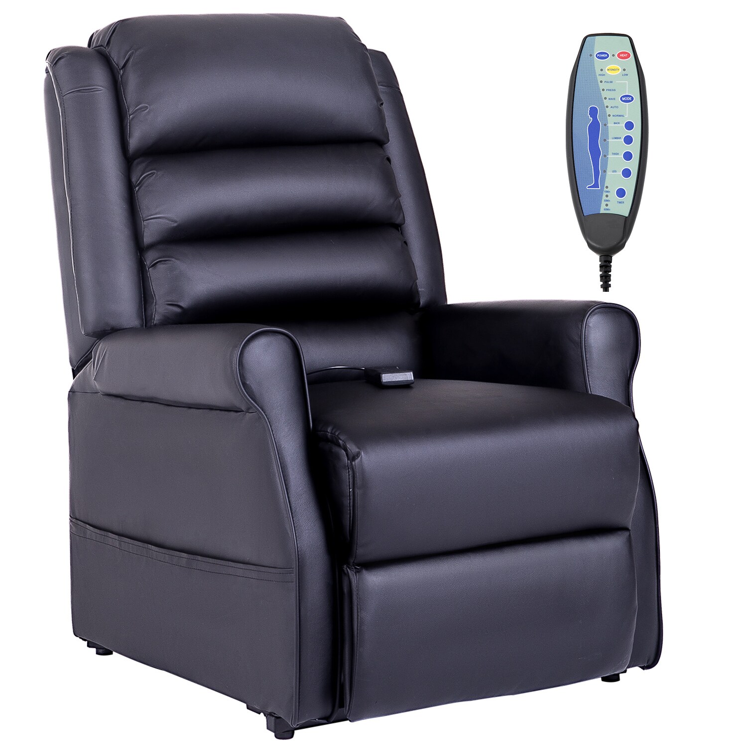 HOMCOM Massagesessel mit Aufstehhilfe schwarz 82L x 96B x 107H cm