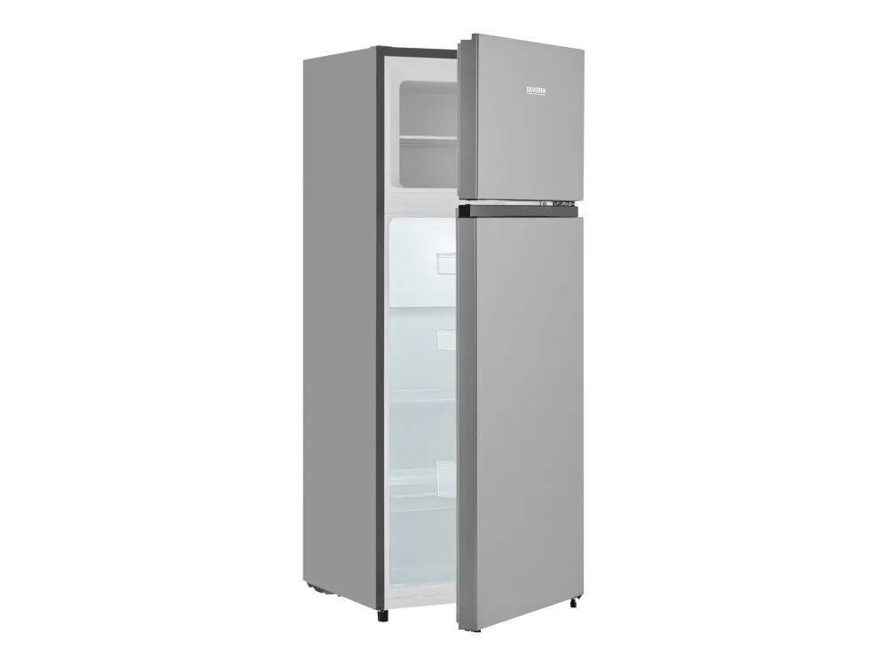 SEVERIN DT 8761 - Køleskab/fryser - top-fryser - bredde: 54.2 cm - dybde: 55 cm - højde: 143.4 cm - 206 liter - Klasse E - sølv