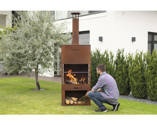 Westmann vuurkorf met grillfunctie, staal, roestbestendig