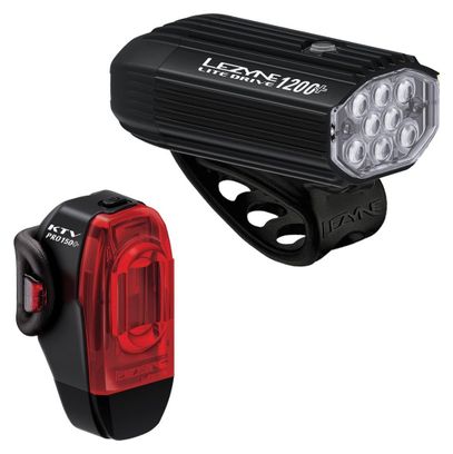 Paire d'Éclairages Lezyne Lite Drive 1200  / KTV Drive Pro  Noir