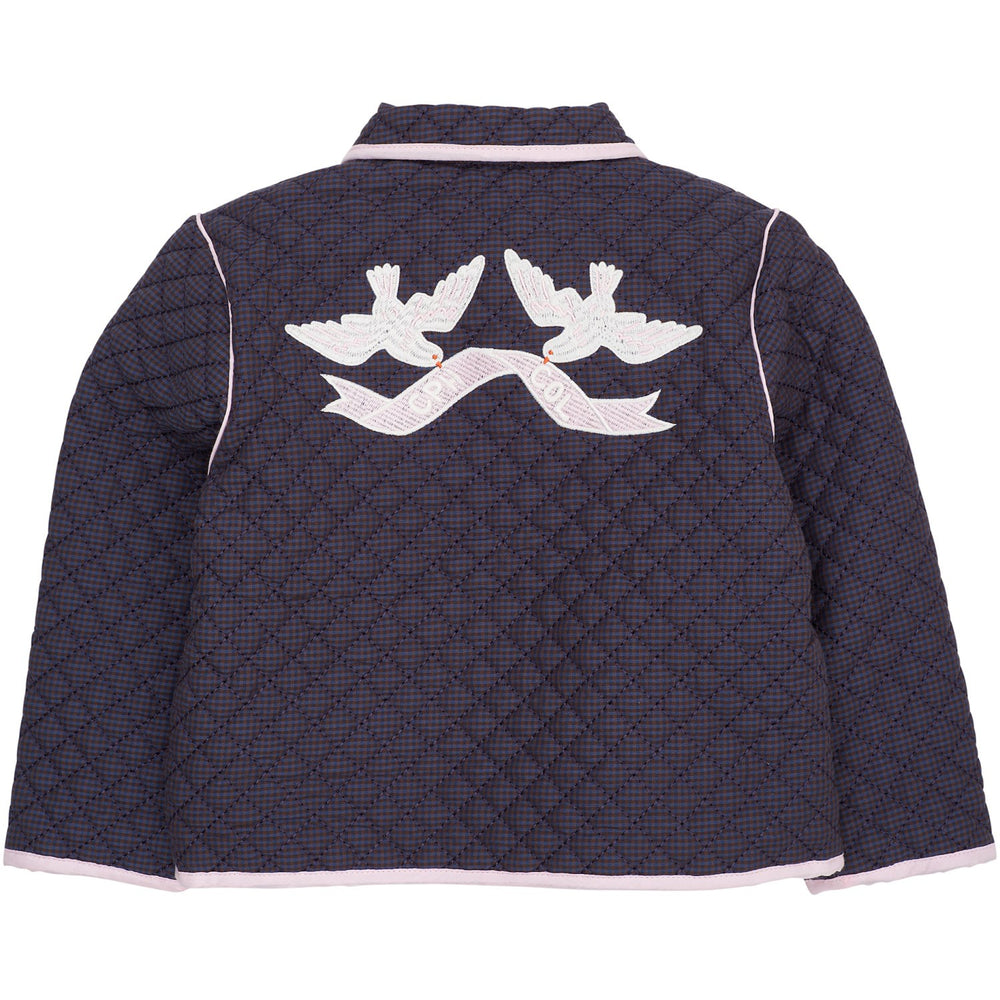 Køb COPENHAGEN COLORS Brown/Blue Check Comb. Checkered Quiltet Jakke W. Embroidery