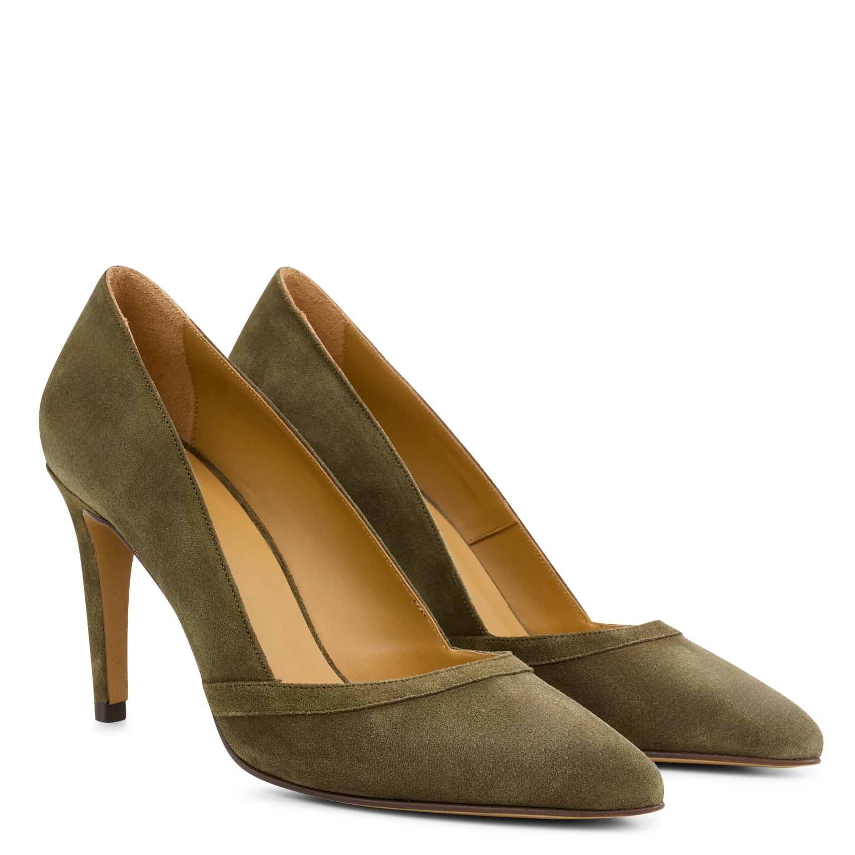 N°117 - Escarpins en cuir velours | Kaki