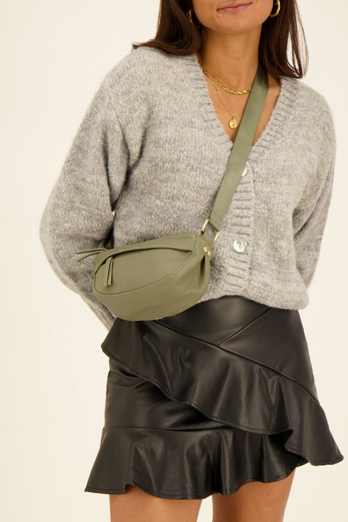 Donkergroene crossbody tas met extra vak