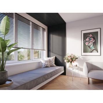 Kleurstaal lattenwand Decowall Acoustic lava eiken 18x30 cm
