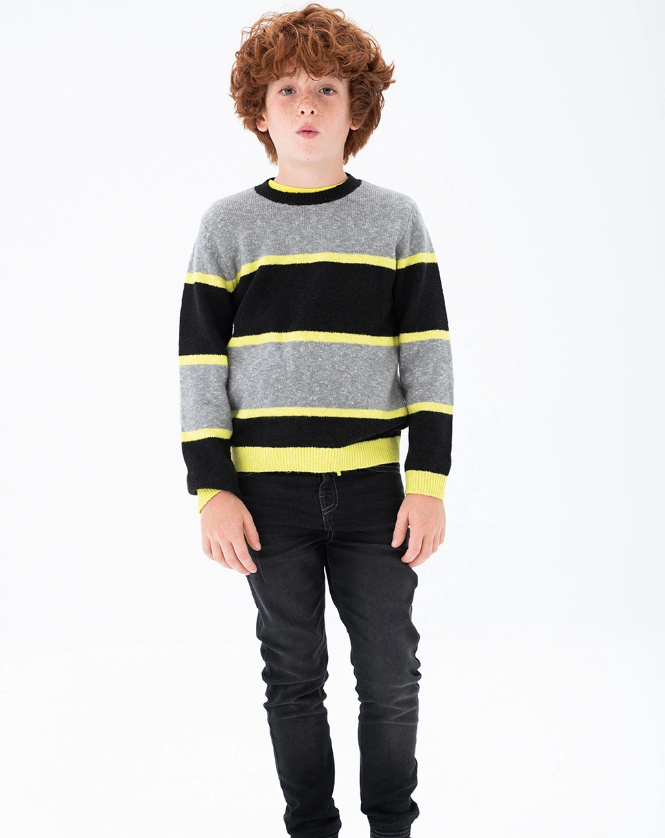 Strickpullover STRIPES in grau/gelb/schwarz
